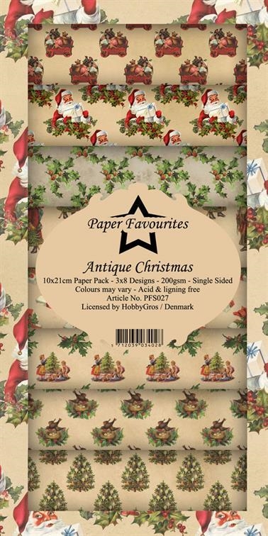 Paper Favourites Slim card Antique Christmas 3x8 design 10x21cm 200g